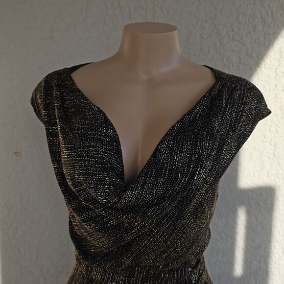 BRAND NEW ANNE KLEIN DRAPERS NECK SEQUINS EMBELLISHED KNEE-LENGTH DRESS - Picture 6 of 12